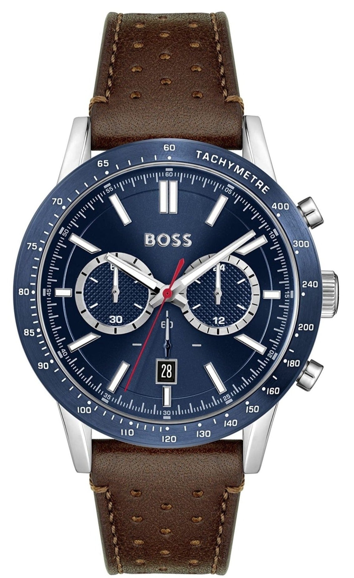  Shop Authentic Hugo Boss Allure Blue Dial Brown Leather Strap Watch for Men - 1513921 - Luxxuri