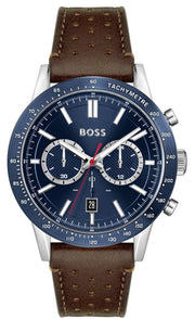  Shop Authentic Hugo Boss Allure Blue Dial Brown Leather Strap Watch for Men - 1513921 - Luxxuri