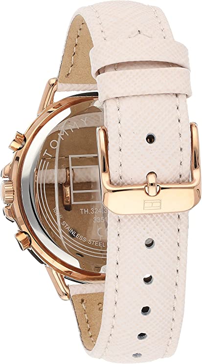  Shop Authentic Tommy Hilfiger Jenna Analog Pink Dial Pink Leather Strap Watch for Women - 1782071 - Luxxuri