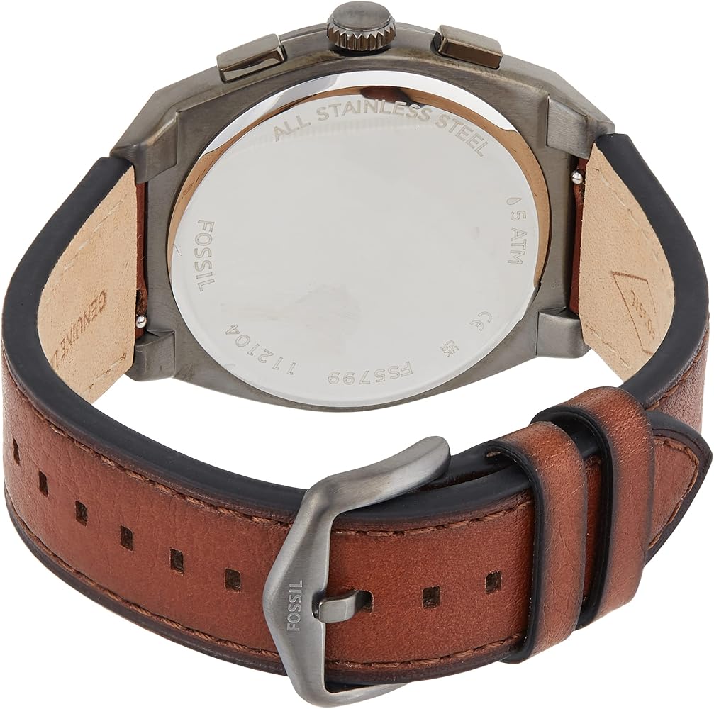  Shop Authentic Fossil Everett Chronograph Grey Dial Brown Leather Strap Watch for Men - FS5799 - Luxxuri