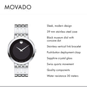  Shop Authentic Movado Esperanza 39mm Black Dial Silver Steel Strap Watch For Men - 0607057 - Luxxuri