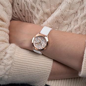  Shop Authentic Guess Wonderlust Beige Dial Pink Leather Strap Watch for Women - W1065L1 - Luxxuri