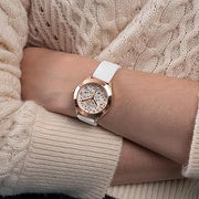  Shop Authentic Guess Wonderlust Beige Dial Pink Leather Strap Watch for Women - W1065L1 - Luxxuri