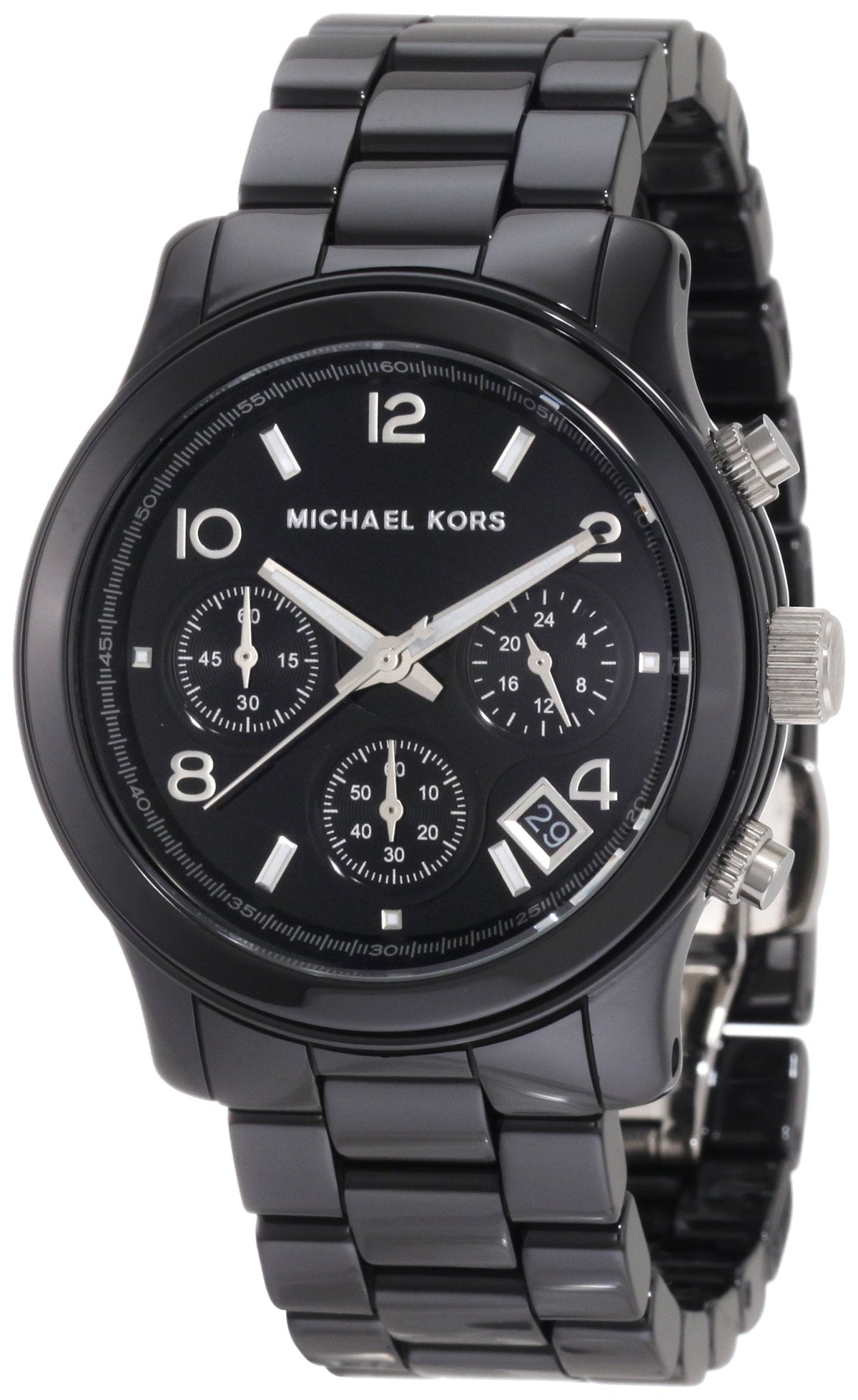  Shop Authentic Michael Kors Runway Black Ceramic Dial Black Steel Strap Watch for Women - MK5162 - Luxxuri