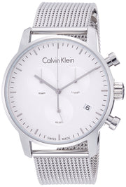  Shop Authentic Calvin Klein City Chronograph White Dial Silver Mesh Bracelet Watch for Men - K2G27126 - Luxxuri