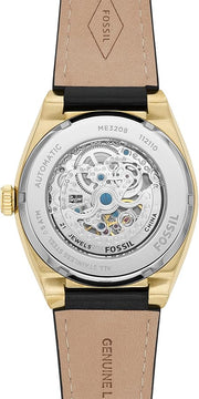  Shop Authentic Fossil Everett Automatic Skeleton Black Dial Black Leather Strap Watch for Men - ME3208 - Luxxuri