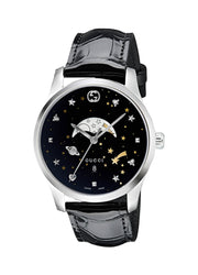  Shop Authentic Gucci G-Timeless Moonphase Black Dial Black Leather Strap Watch For Men - YA126327 - Luxxuri