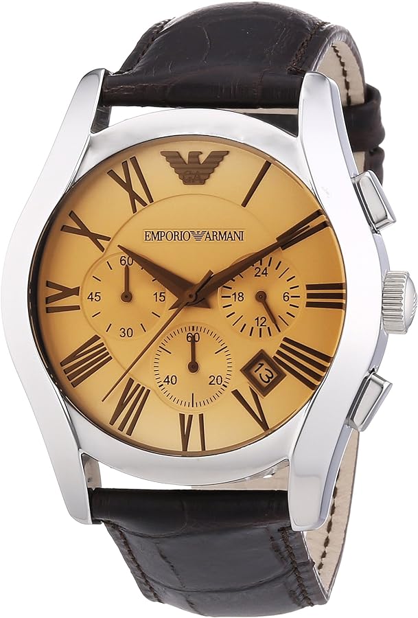 Shop Authentic Emporio Armani Valente Chronograph Amber Dial Brown Leather Strap Watch For Men - AR1634 - Luxxuri