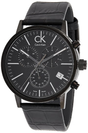  Shop Authentic Calvin Klein Post Minimal Chronograph Black Dial Black Leather Strap Watch for Men - K7627401 - Luxxuri