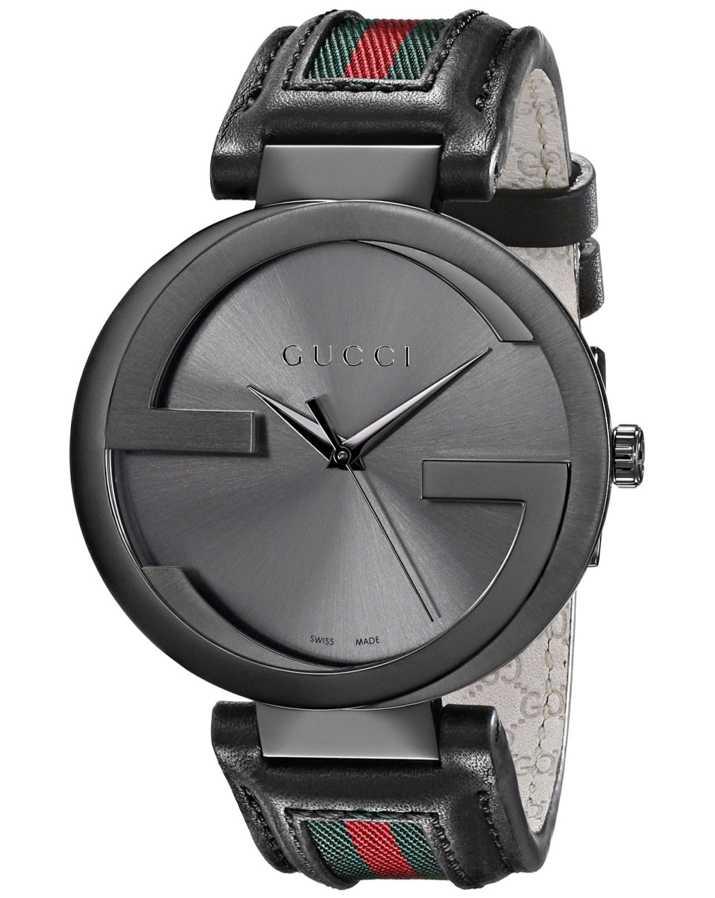  Shop Authentic Gucci Interlocking G XL Black Dial Red & Green Leather Strap Watch For Men - YA133206 - Luxxuri