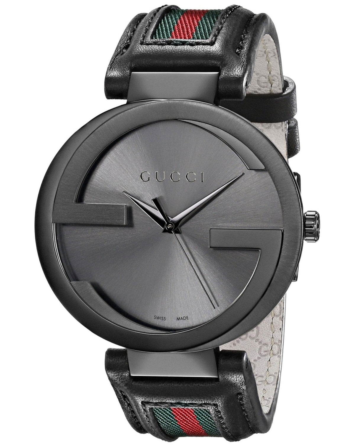  Shop Authentic Gucci Interlocking G XL Black Dial Red & Green Leather Strap Watch For Men - YA133206 - Luxxuri