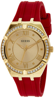  Shop Authentic Guess Cosmo Diamonds Gold Dial Red Rubber Strap Watch for Women - GW0034L6 - Luxxuri