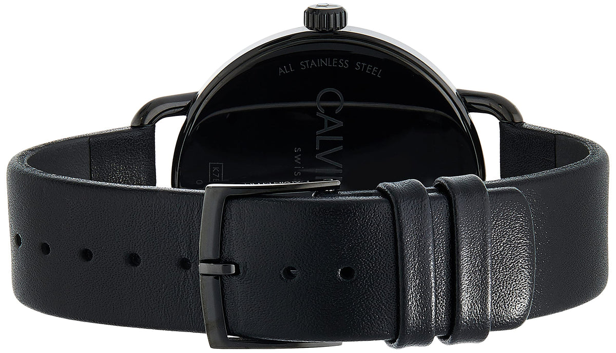  Shop Authentic Calvin Klein Even Maroon Dial Black Leather Strap Watch for Men - K7B214CP - Luxxuri