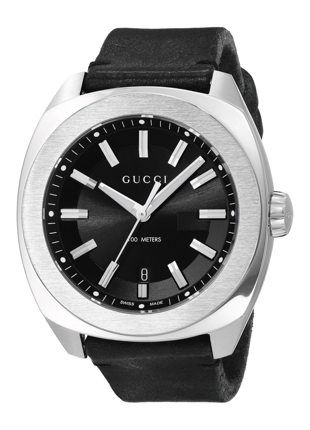  Shop Authentic Gucci GG2570 Black Dial Black Leather 44mm Watch For Men - YA142208 - Luxxuri