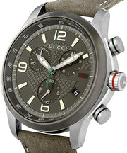  Shop Authentic Gucci G Timeless Chronograph Grey Dial Grey Leather Strap Watch For Men - YA126242 - Luxxuri
