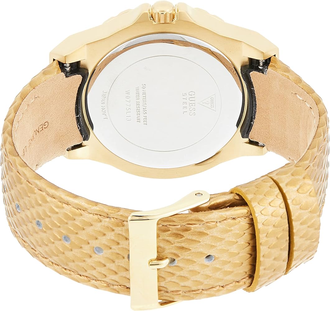  Shop Authentic Guess Limelight Quartz Gold Dial  Gold Leather Strap Watch For Women - W0775L13 - Luxxuri