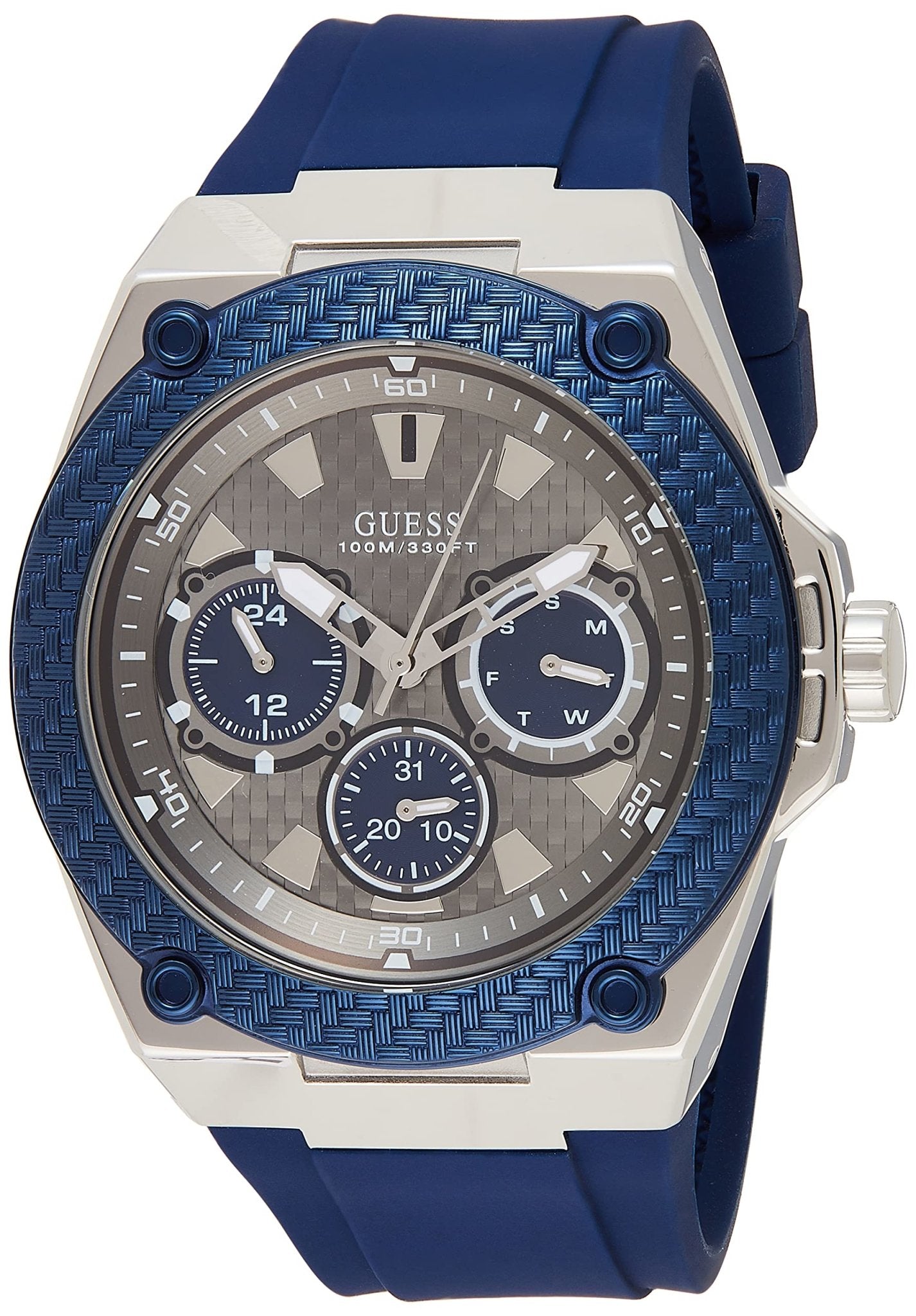  Shop Authentic Guess Legacy Grey Dial Blue Silicone Strap Watch For Men - W1049G1 - Luxxuri