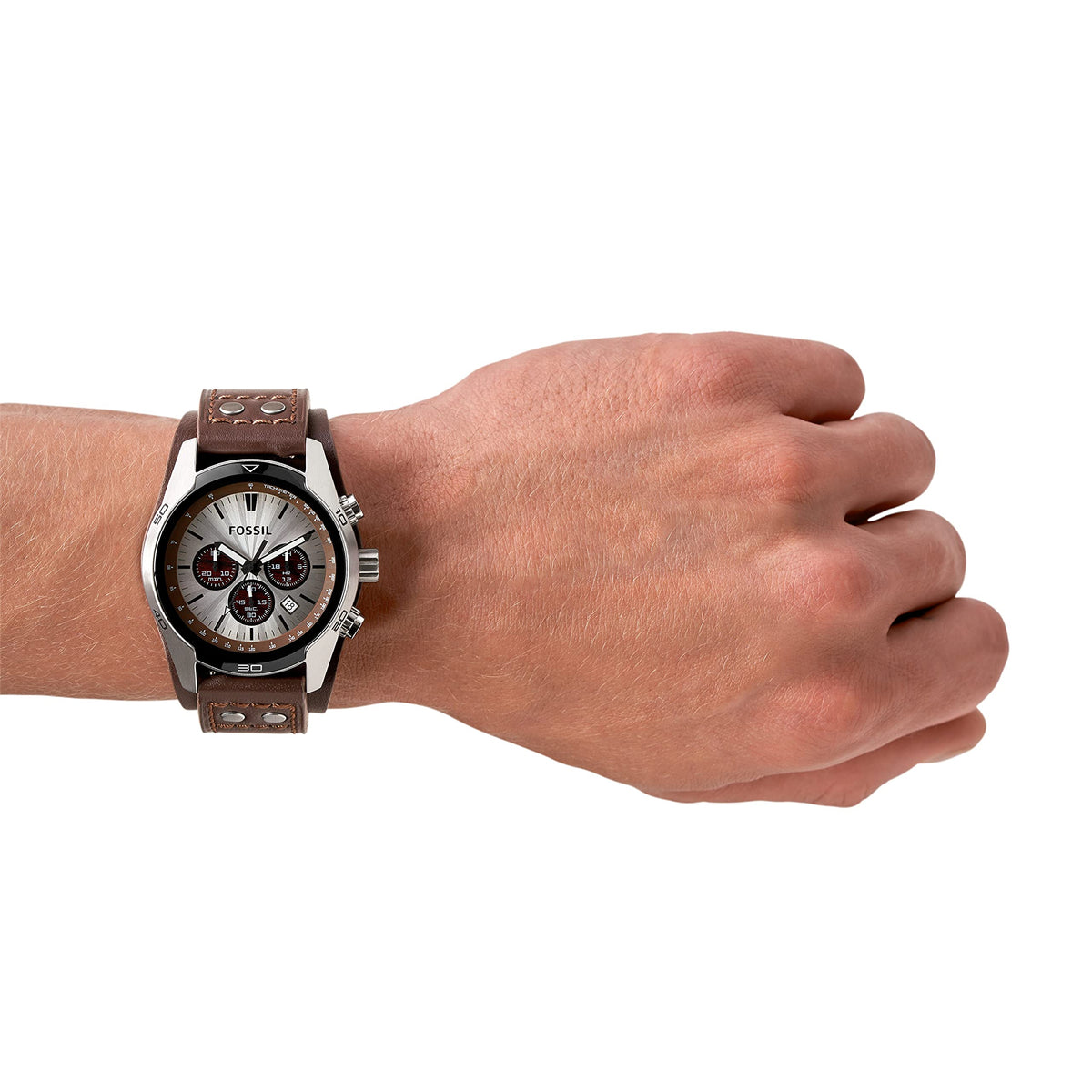  Shop Authentic Fossil Coachman Chronograph Silver Dial Brown Leather Strap Watch for Men - CH2565 - Luxxuri