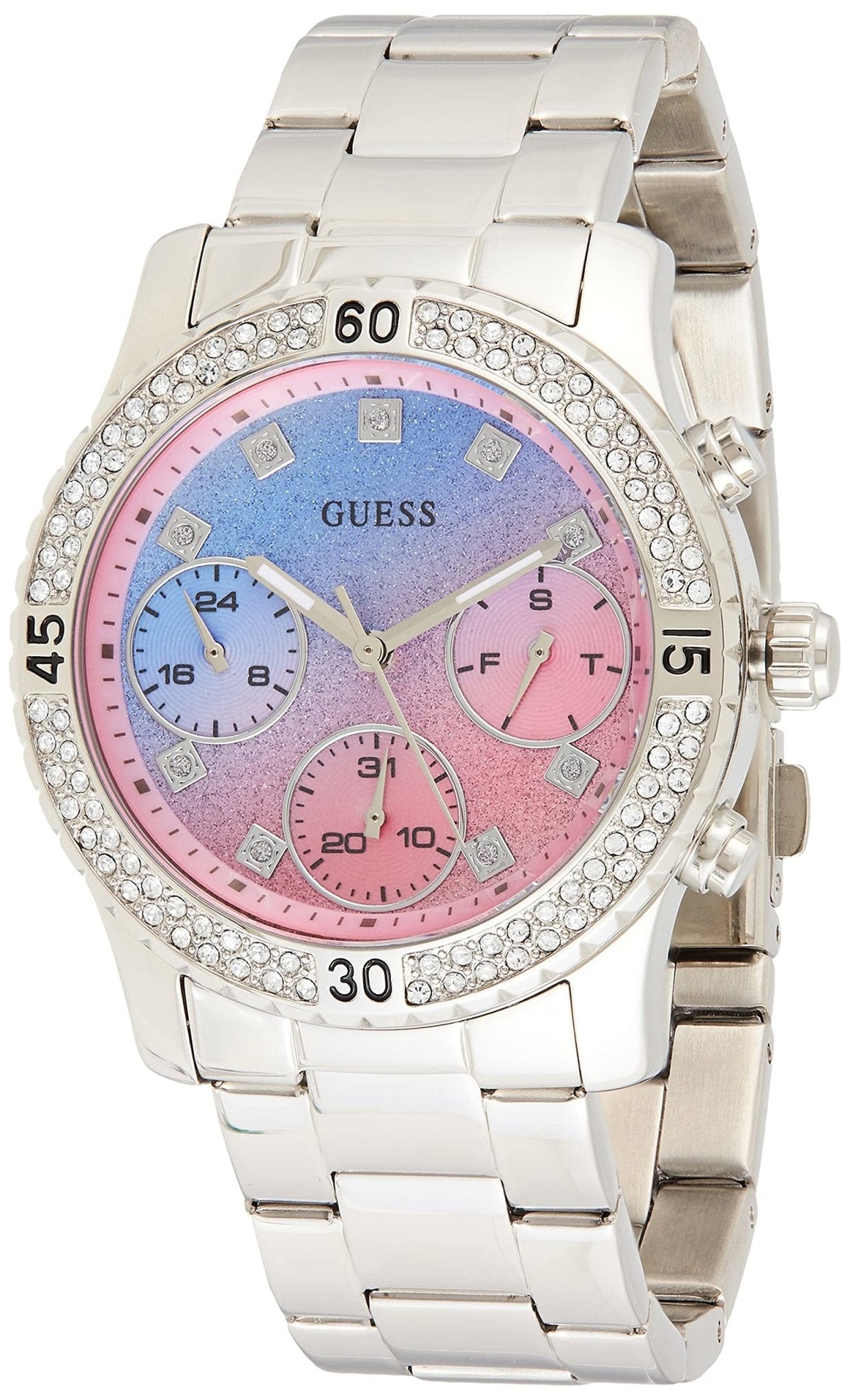  Shop Authentic Guess Confetti Multicolored Dial Silver Steel Strap Watch For Women - W0774L1 - Luxxuri