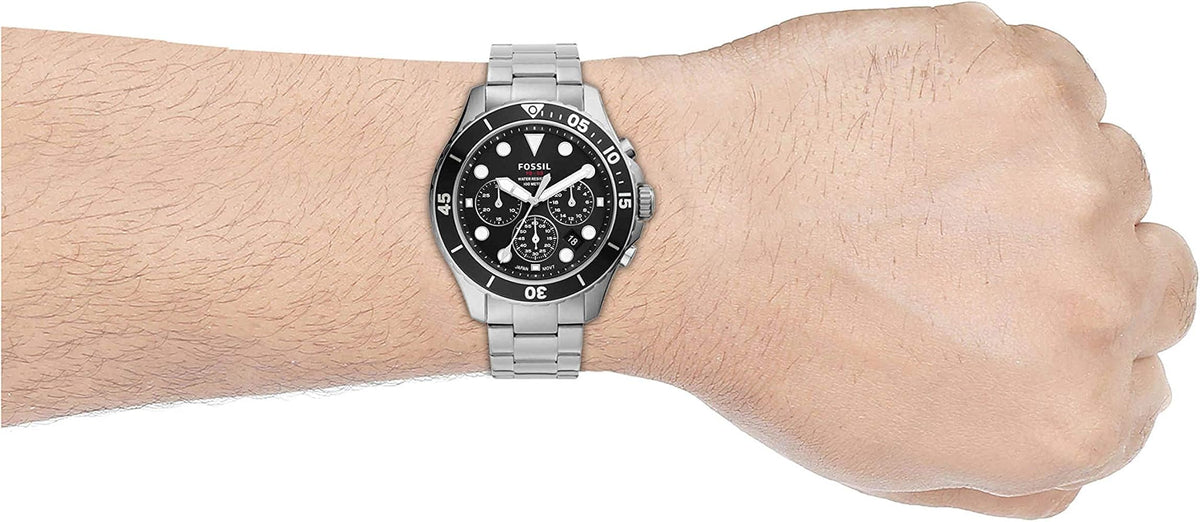  Shop Authentic Fossil FB-03 Chronograph Black Dial Silver Steel Strap Watch for Men - FS5725 - Luxxuri