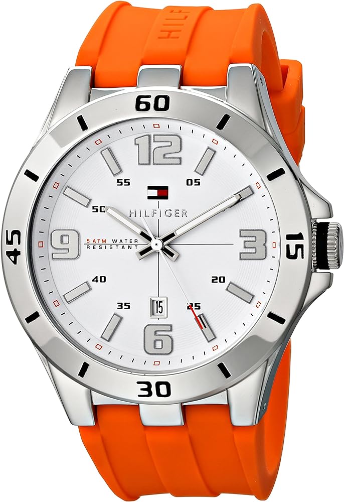  Shop Authentic Tommy Hilfiger Analog White Dial Orange Rubber Strap Watch for Men - 1791063 - Luxxuri