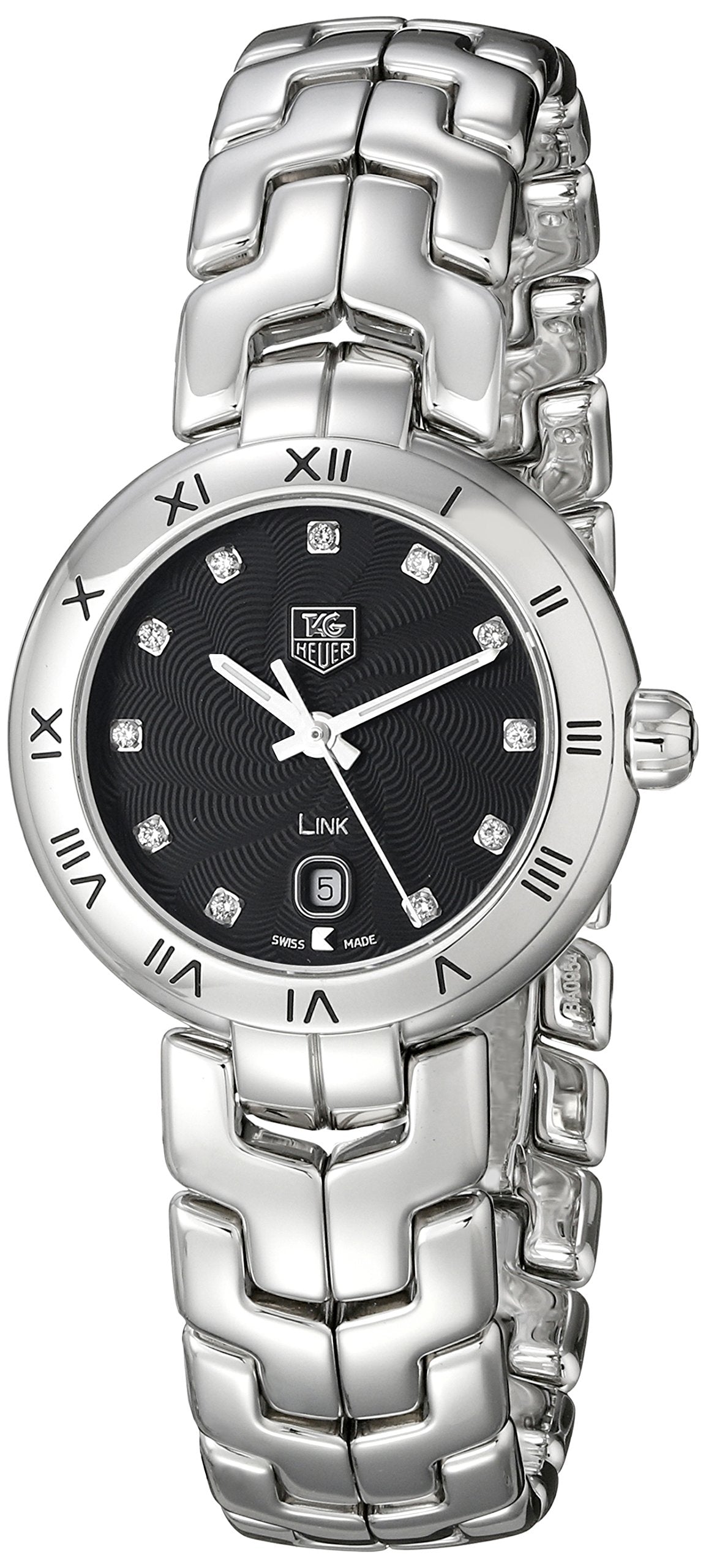 Shop Authentic Tag Heuer Link Quartz Diamonds Black Dial Silver Steel Strap Watch for Women - WAT1410.BA0954 - Luxxuri