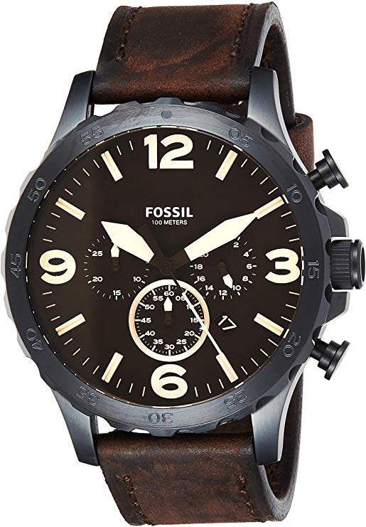  Shop Authentic Fossil Nate Chronograph Brown Dial Brown Leather Strap Watch for Men - JR1487 - Luxxuri
