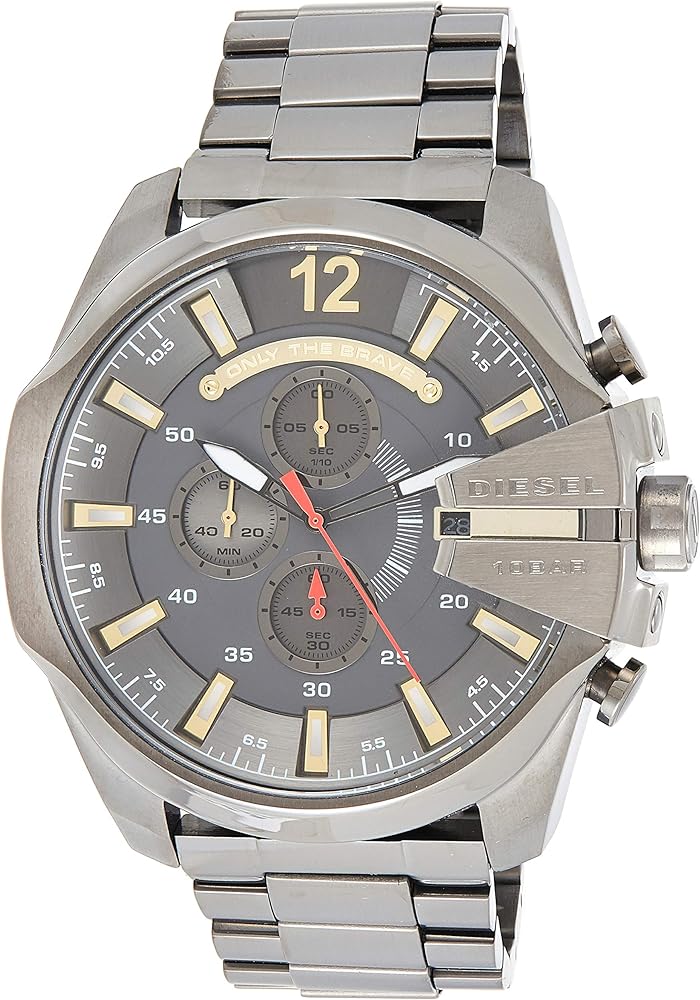 Shop Authentic Diesel  Mega Chief Chronograph Grey Dial Grey Steel Strap Watch For Men - DZ4421 - Luxxuri