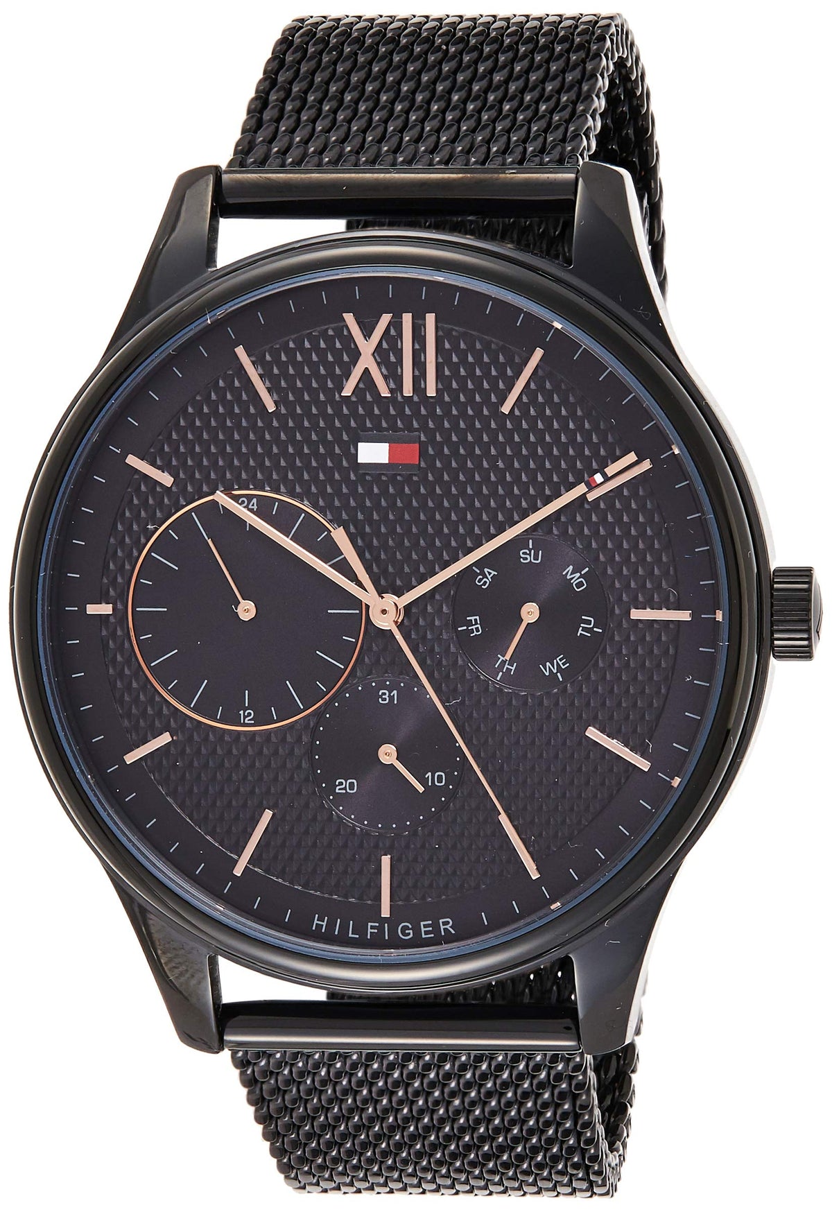  Shop Authentic Tommy Hilfiger Damon Quartz Black Dial Black Mesh Bracelet Watch for Men - 1791420 - Luxxuri