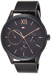  Shop Authentic Tommy Hilfiger Damon Quartz Black Dial Black Mesh Bracelet Watch for Men - 1791420 - Luxxuri