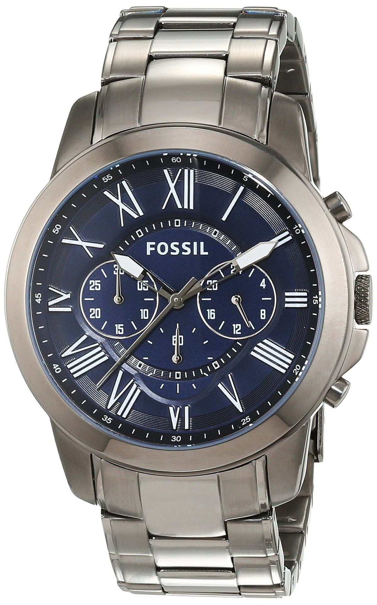  Shop Authentic Fossil Grant Chronograph Blue Dial Grey Steel Strap Watch for Men - FS4831 - Luxxuri