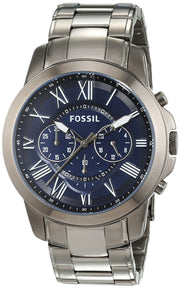  Shop Authentic Fossil Grant Chronograph Blue Dial Grey Steel Strap Watch for Men - FS4831 - Luxxuri