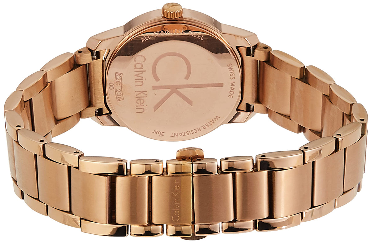  Shop Authentic Calvin Klein City White Mother of Pearl Dial Rose Gold Steel Strap Watch for Women - K2G23646 - Luxxuri