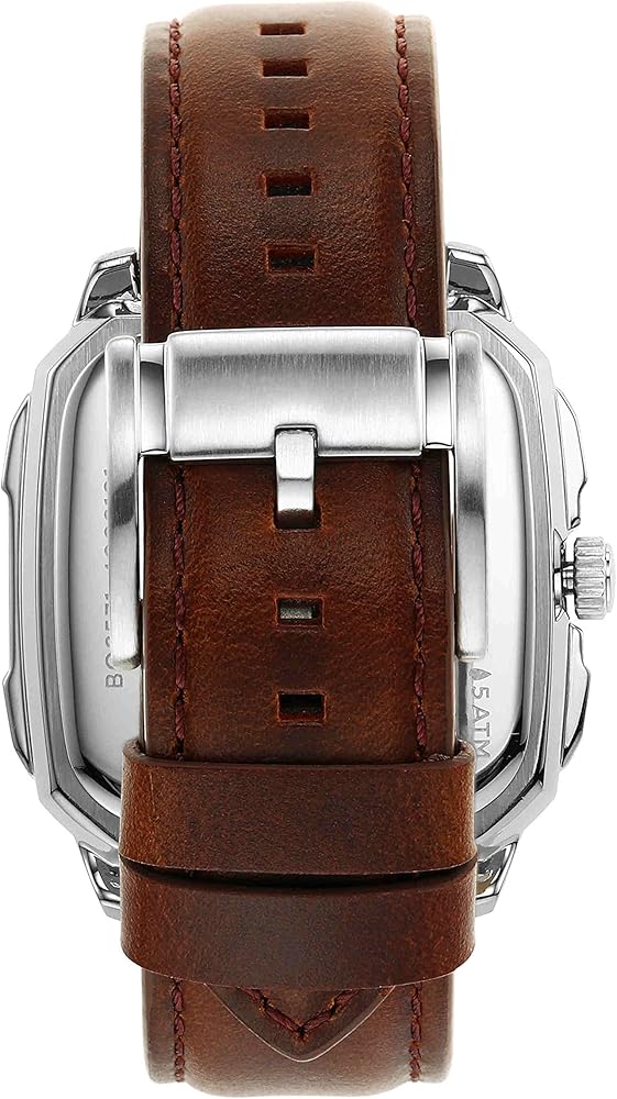  Shop Authentic Fossil Inscription Automatic Skeleton Blue Dial Brown Leather Strap Watch for Men - BQ2571 - Luxxuri