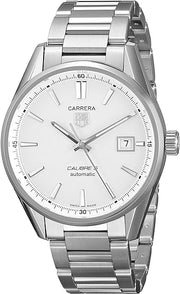  Shop Authentic Tag Heuer Carrera Automatic Caliber 5 White Dial Silver Steel Strap Watch for Men - WAR211B.BA0782 - Luxxuri