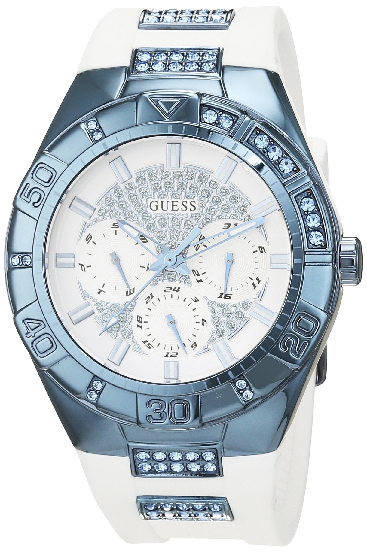  Shop Authentic Guess Luna Diamonds White Dial White Rubber Strap Watch for Women - W0653L2 - Luxxuri