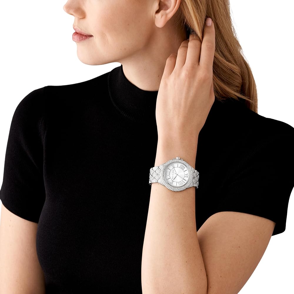  Shop Authentic Michael Kors Camille Three-Hand Crystals Silver Dial Silver Steel Strap Watch for Women - MK4803 - Luxxuri