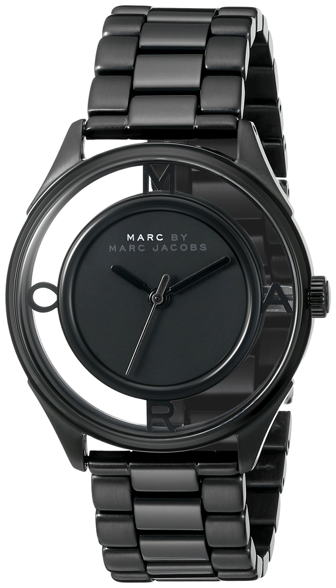  Shop Authentic Marc Jacobs Tether Transparent Black Dial Black Steel Strap Watch for Women - MBM3415 - Luxxuri