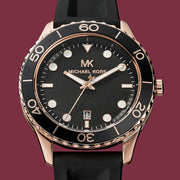  Shop Authentic Michael Kors Runway Quartz Black Dial Black Silicone Strap Watch For Women - MK6852 - Luxxuri