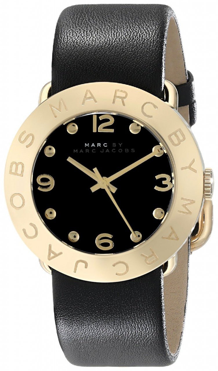  Shop Authentic Marc Jacobs Amy Black Dial Black Leather Strap Watch for Women - MBM1154 - Luxxuri