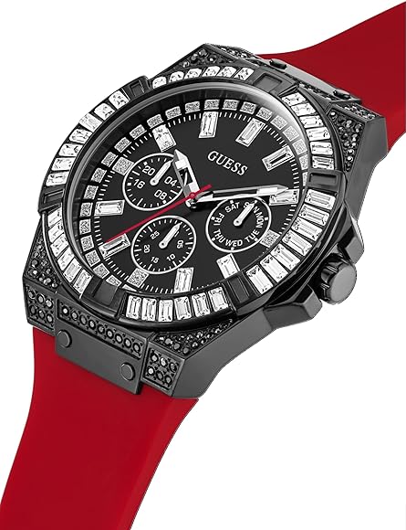  Shop Authentic Guess Mainline Multifunction Crystals Black Dial Red Silicone Strap Watch For Men - GW0208G6 - Luxxuri