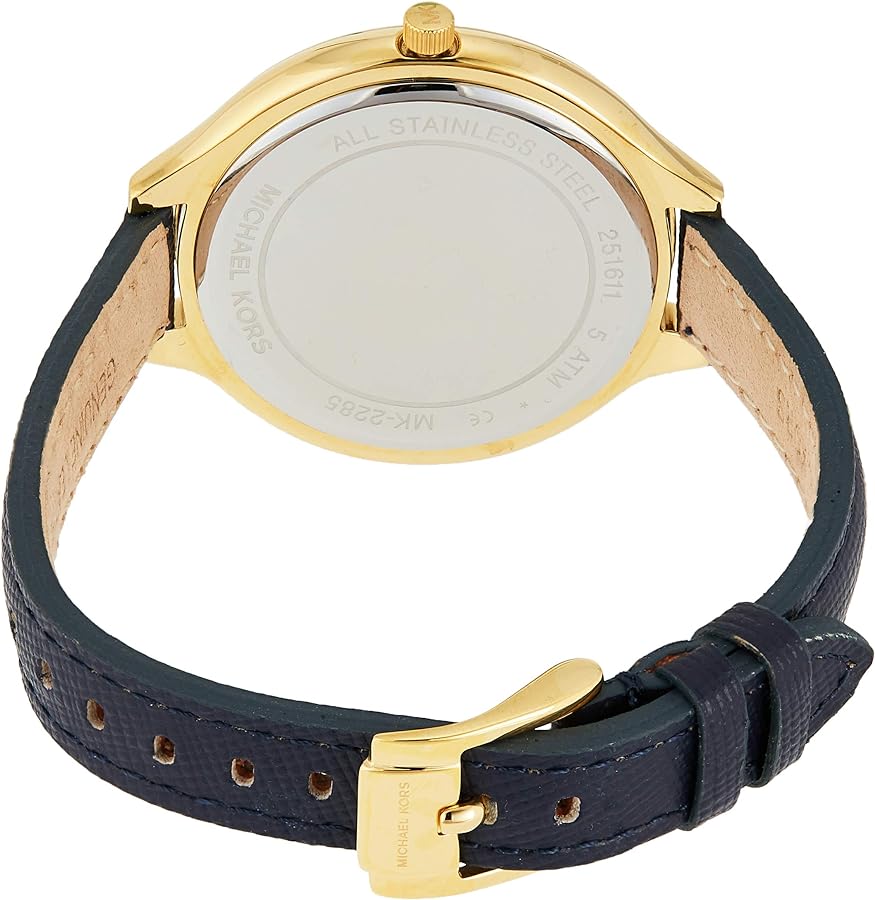  Shop Authentic Michael Kors Runway Quartz Gold Dial Blue Leather Strap Watch For Women - MK2285 - Luxxuri