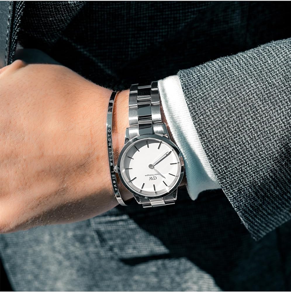 Daniel Wellington Iconic White Dial Silver Steel Strap Watch For Men - DW00100341