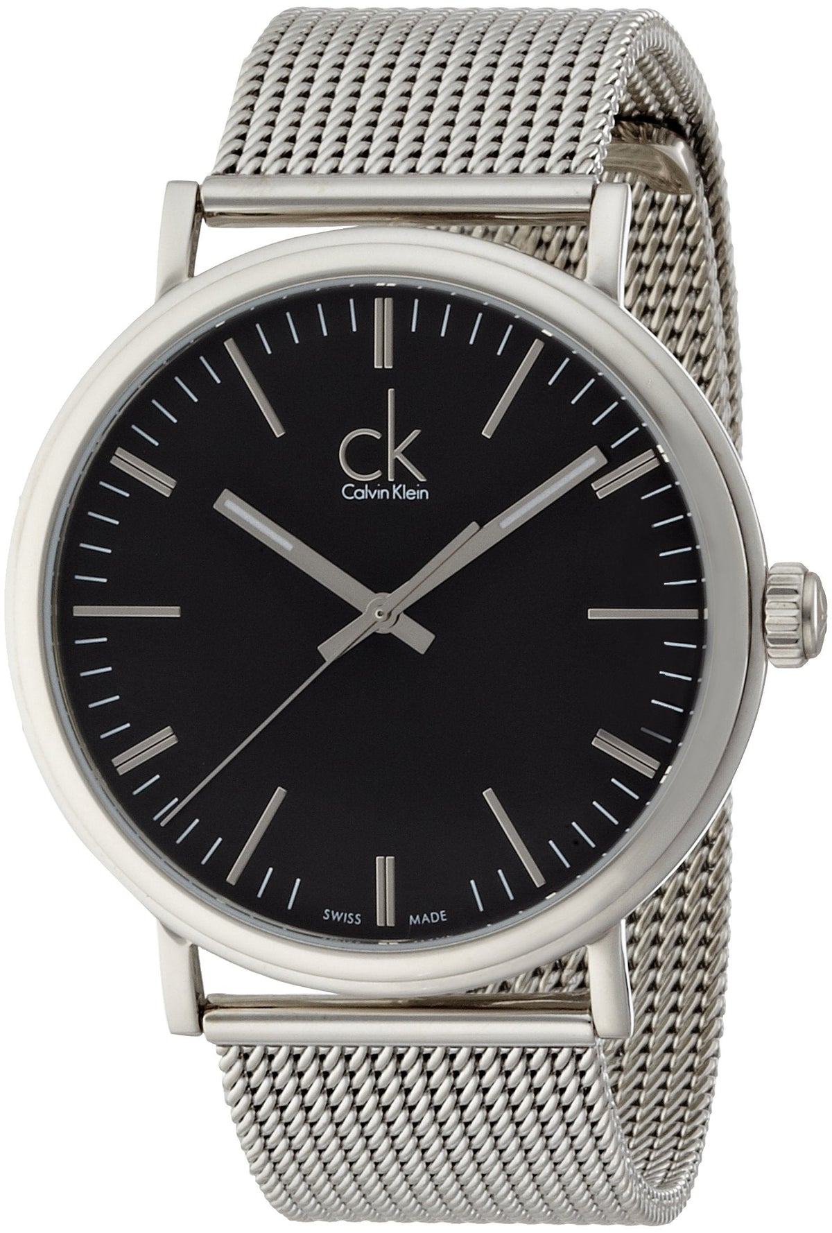  Shop Authentic Calvin Klein Surround Black Dial Silver Mesh Bracelet Watch for Men - K3W21121 - Luxxuri