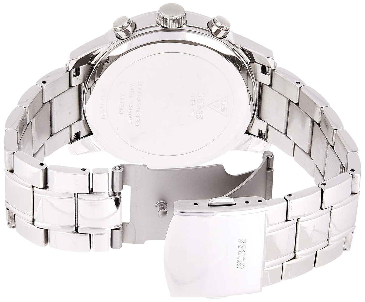  Shop Authentic Guess Horizon Chronograph Quartz Black Dial Silver Steel Strap Watch For Men - W0379G1 - Luxxuri