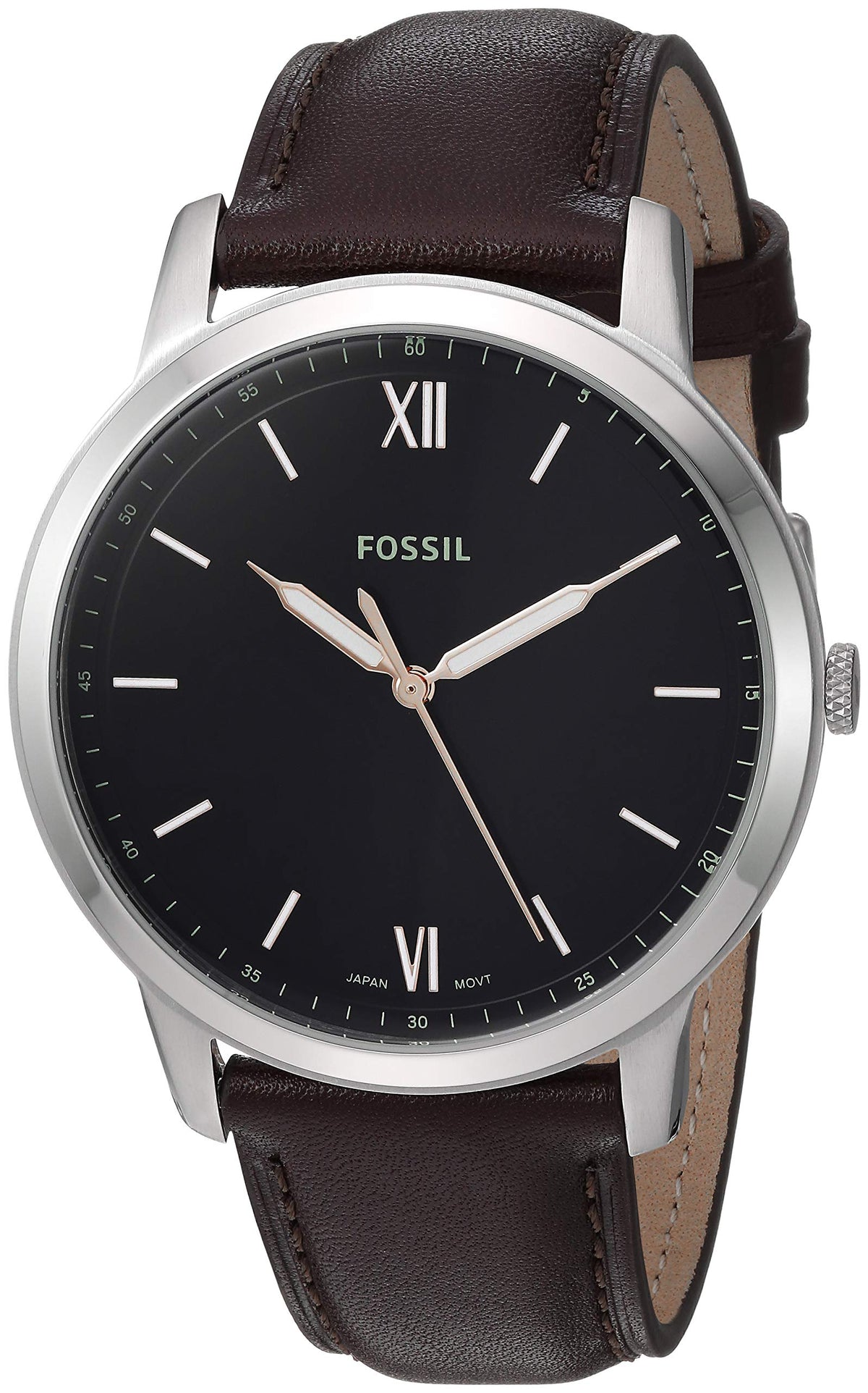  Shop Authentic Fossil The Minimalist 3H Black Dial Brown Leather Strap Watch for Men - FS5464 - Luxxuri