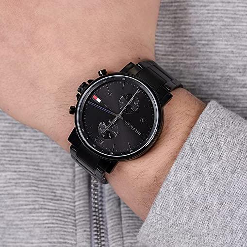  Shop Authentic Tommy Hilfiger Daniel Black Dial Black Steel Strap Watch for Men - 1710414 - Luxxuri