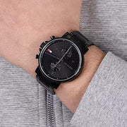  Shop Authentic Tommy Hilfiger Daniel Black Dial Black Steel Strap Watch for Men - 1710414 - Luxxuri