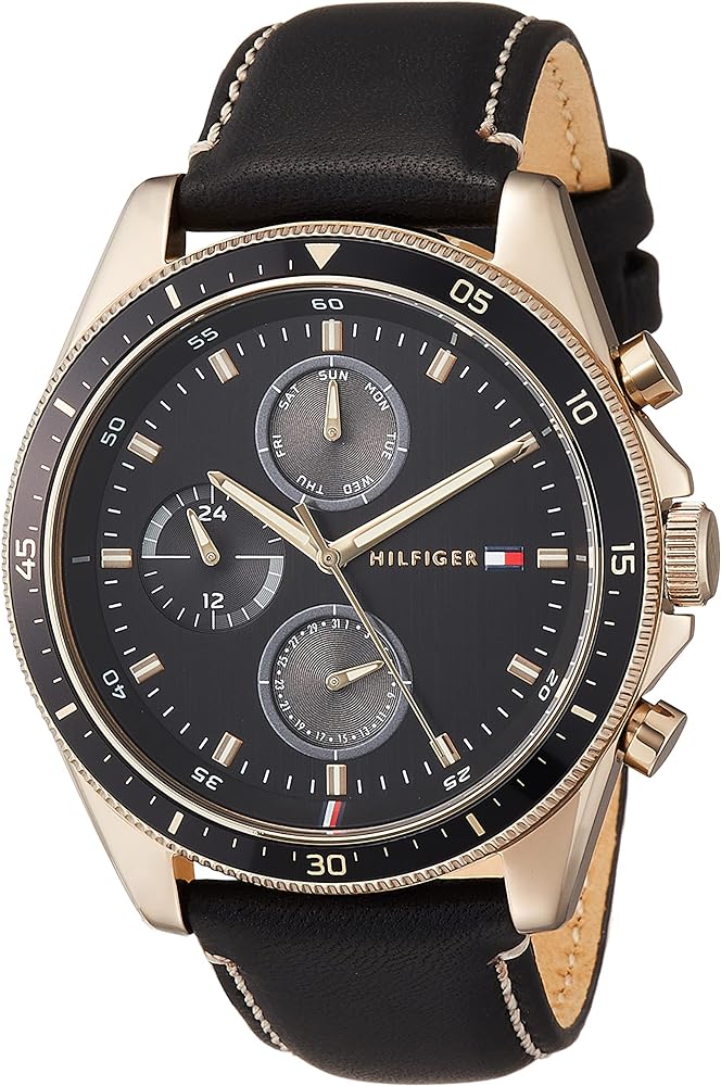  Shop Authentic Tommy Hilfiger Parker Chronograph Black Dial Brown Leather Strap Watch For Men  - 1791836 - Luxxuri