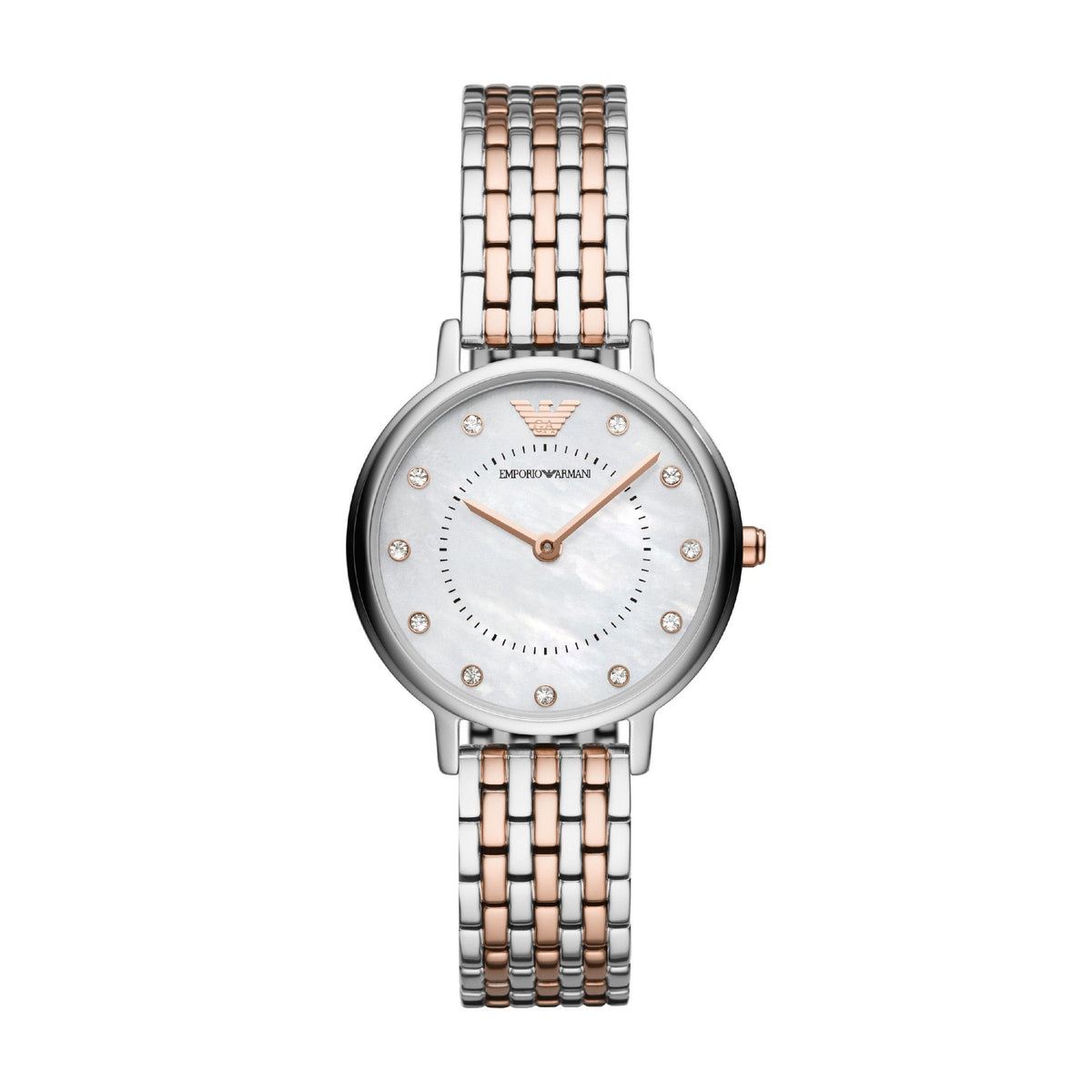  Shop Authentic Emporio Armani Mother of Pearl Dial Two Tone Stainless Steel Watch For Women - AR11094 - Luxxuri